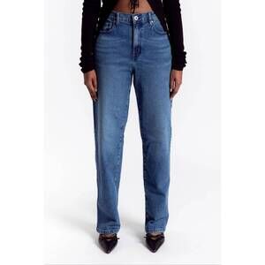 NEW OUTLAND DENIM avril low slouchy wide leg jeans in moment mid blue